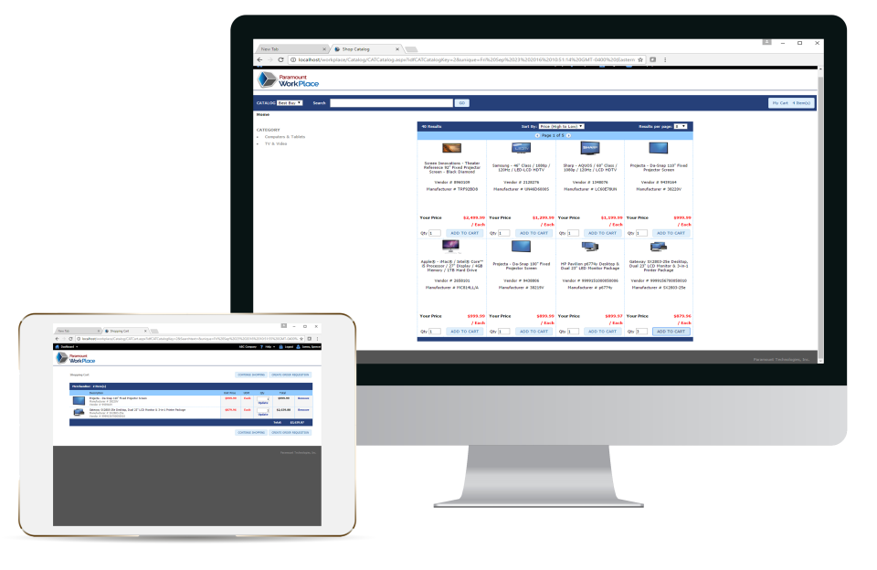 screenshot of WorkPlace Requisition & Procurement